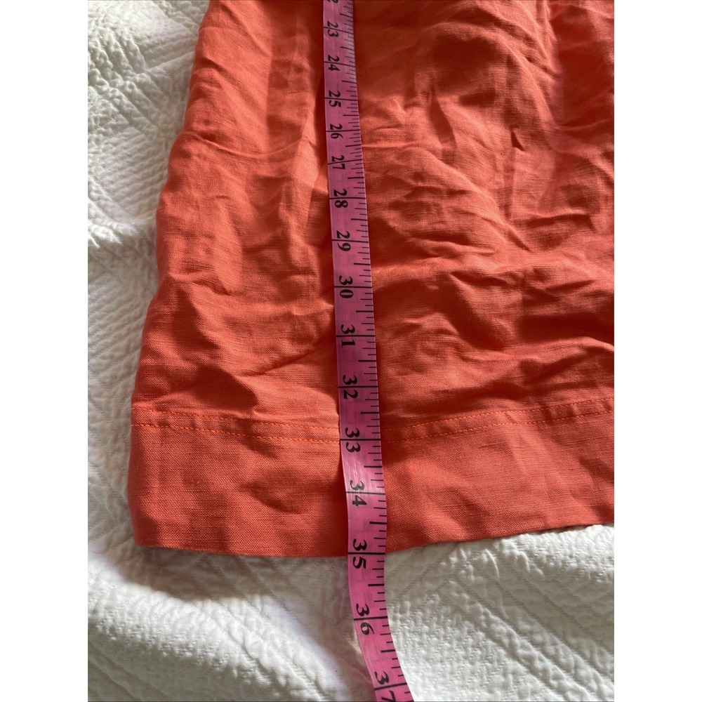 Hunter Bell Wrap Dress Women's Large Coral V Neck Puff Sleeve Linen Blend Luxury - Picture 9 of 10